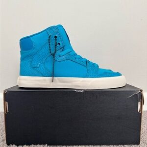 Supra Blue High-Top Athletic Shoes with Suede Finish